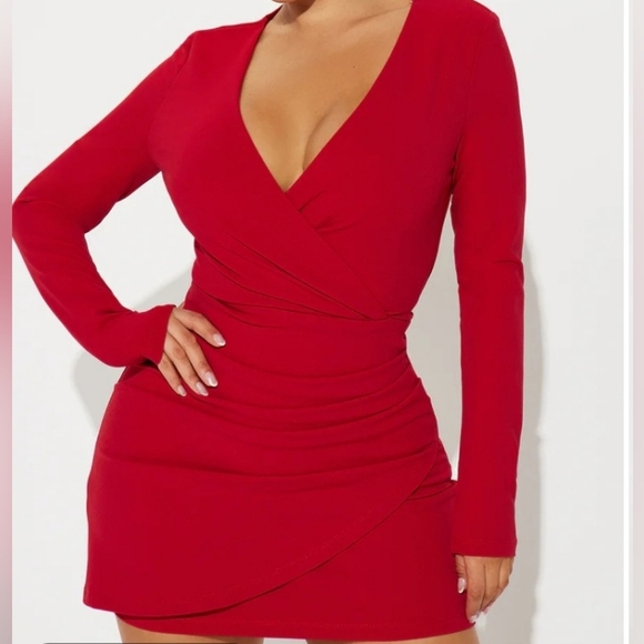 Sophisticated Crepe Mini Dress - Red - Picture 1 of 3